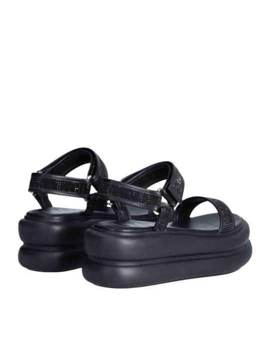 Women's Flat Sandals with Strap Flatforms in Black Color