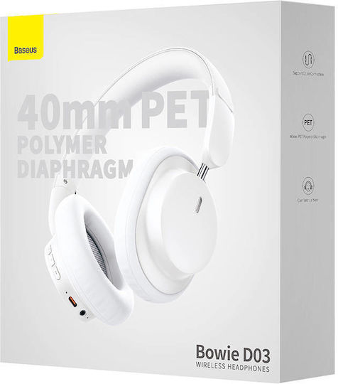 Baseus Bowie D03 Wireless / Wired Over Ear Headphones with 30 hours of Operation White