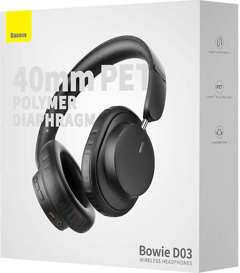 Baseus Bowie D03 Wireless / Wired On Ear Headphones with 30 hours of Operation Black