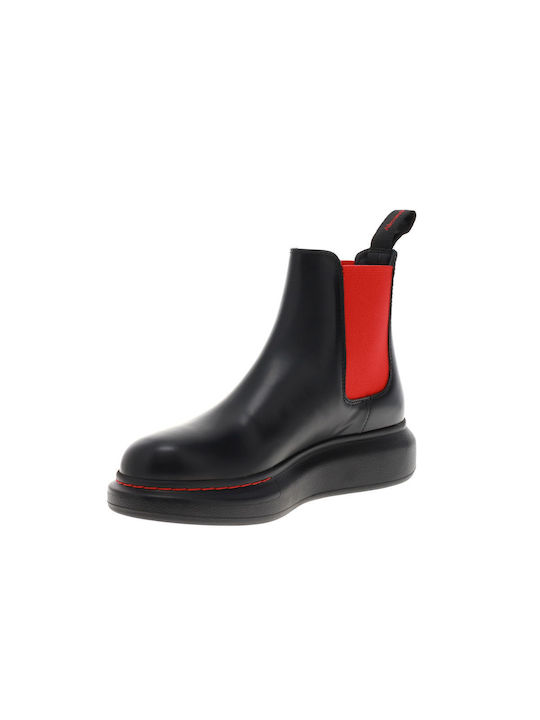 Leder Stiefeletten Damen Schwarz