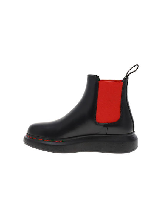Leder Stiefeletten Damen Schwarz