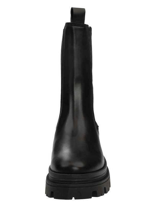 Leder Damen Chelsea-Stiefel Schwarz