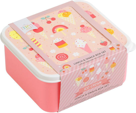 A Little Lovely Company Ice-cream Plastic Kids' Lunch Set Pink
