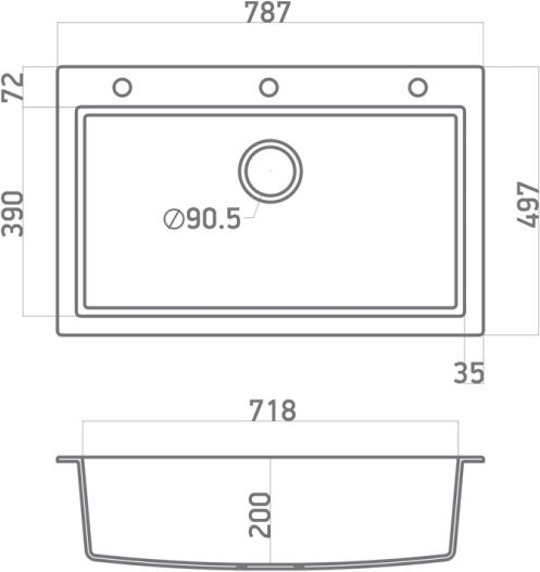 Sanitec Ultra Granite 808 Υποκαθήμενος από Συνθετικό Γρανίτη Μ79xΠ50cm