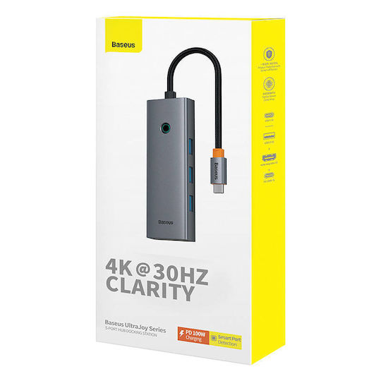 Baseus UltraJoy USB-C Docking Station με HDMI 4K PD Γκρι