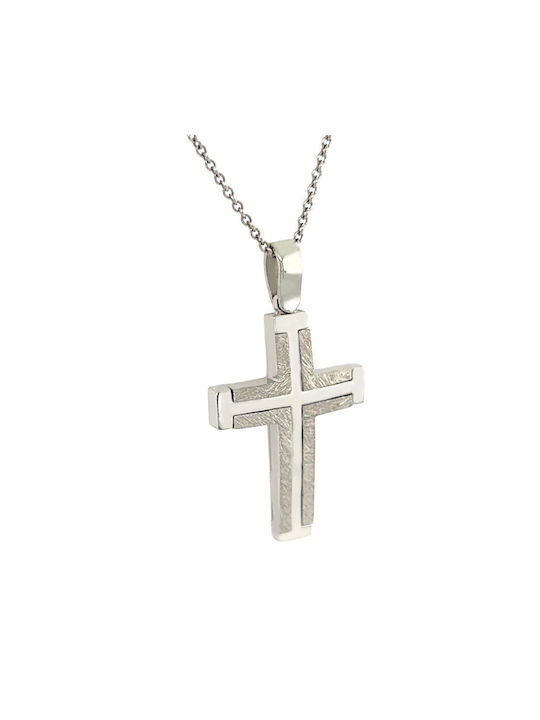 Xryseio Men's White Gold Cross 14K