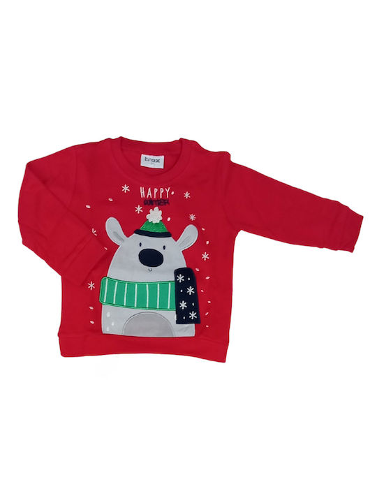 Trax Set Top & Bottom Kids Winter Cotton Pyjamas Red