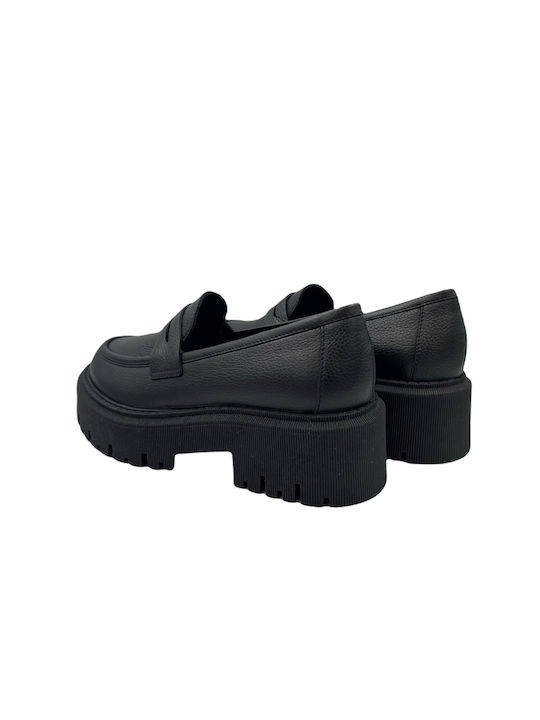 Leder Damen Mokassins in Schwarz Farbe