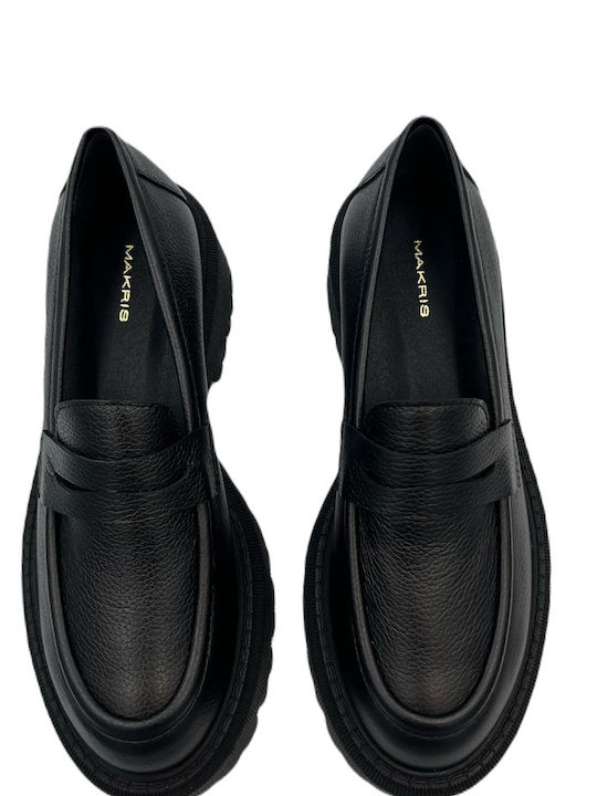 Leder Damen Mokassins in Schwarz Farbe