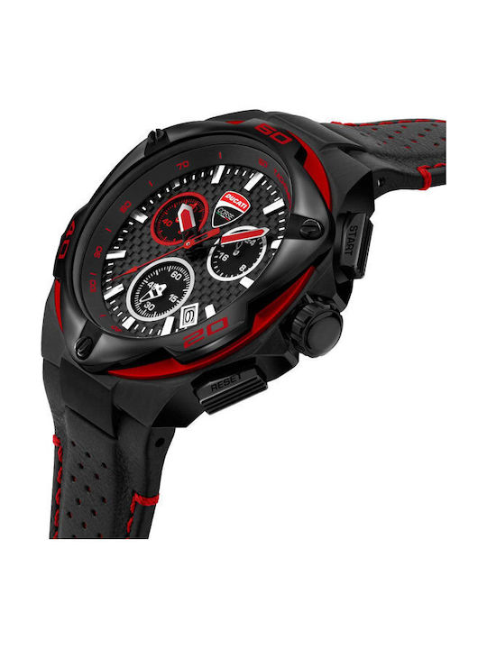Ducati Uhr Chronograph Batterie mit Schwarz Lederarmband