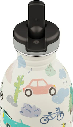 24Bottles Adventure Friends Kids Water Bottle Stainless Steel with Straw Non Spill 250ml