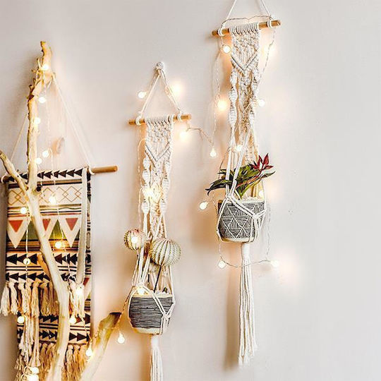 Next Hanging Pot Stand Macrame Beige 20cmx20cmx100cmcm.