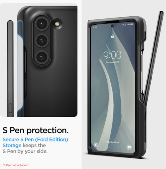 Spigen Thin Fit Pen Back Cover Plastic 1.55mm Negru (Galaxy Z Fold5)