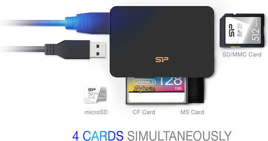 Silicon Power Card Reader USB 3.2 για SD/microSD/CompactFlash