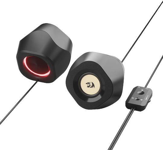 Redragon Kaidas GS590 Ασύρματα Ηχεία Υπολογιστή 2.0 με RGB Φωτισμό και Ισχύ 3W Μαύρα