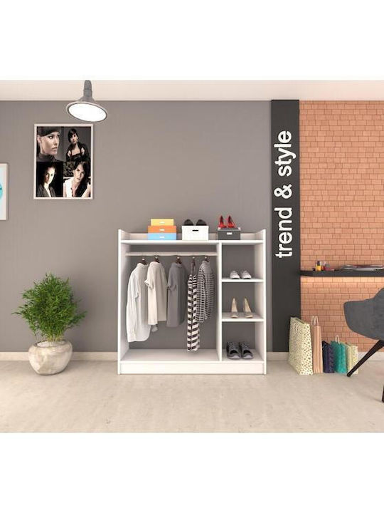 ArteLibre Zola Floor Garment Rack made of Metal White 123.6x35x120cm