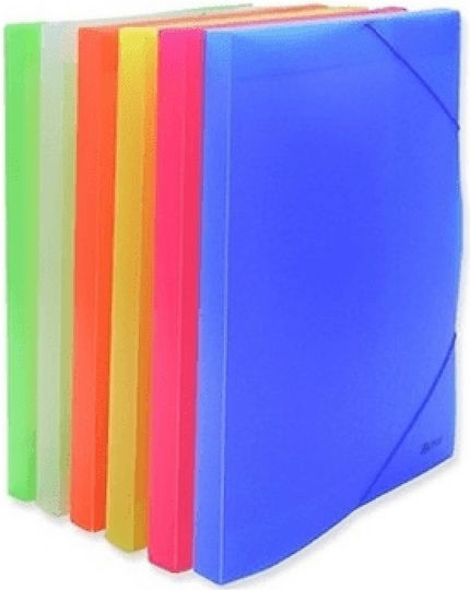 F-Plast Plastic File Box with Rubber Band 32x3x26cm Green Semi-Transparent