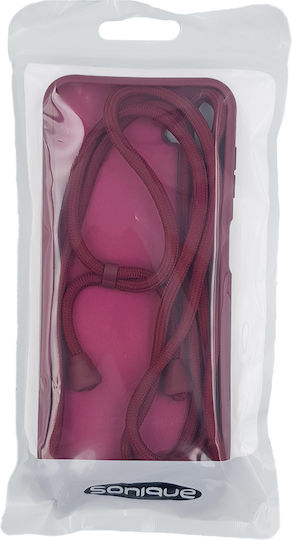 Sonique CarryHang Back Cover Silicone 0.5mm with Strap Burgundy (Galaxy A54)