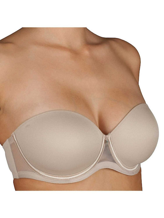Esmeralda Μπεζ Strapless Σουτιέν με Ελαφριά Ενίσχυση & Μπανέλες