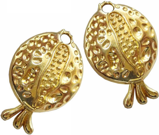 Kostibas Fashion Charms Metallic Jewelry Material Gold in Shape Pomegranate 2.7x4cm. Set 25pcs