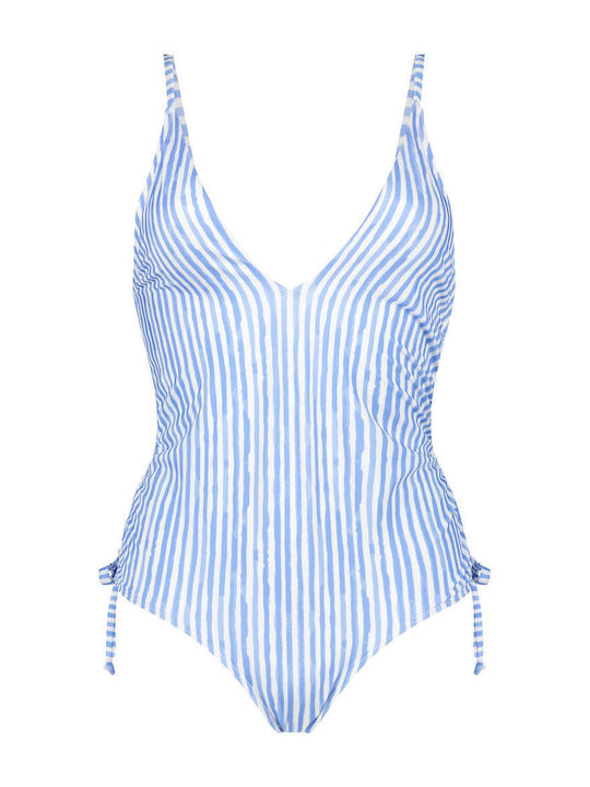 Striped Swimsuit Light Blue