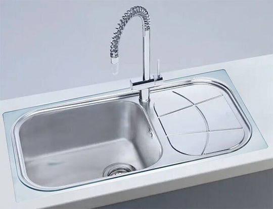 Foster Big Bowl Αριστερός Ένθετος Αριστερός Inox Σατινέ Μ86xΠ50cm Ασημί