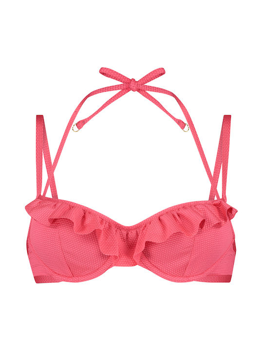 Underwire Bikini Bra with Ruffles Pink