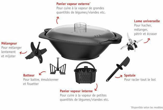 Moulinex 10 Мултифункционален хранителен процесор 1400W с Купа 3.6лт и Кана Блендер Черен
