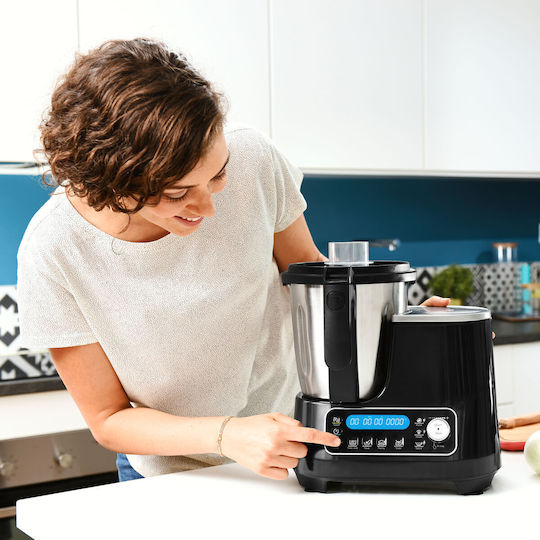 Moulinex 10 Мултифункционален хранителен процесор 1400W с Купа 3.6лт и Кана Блендер Черен