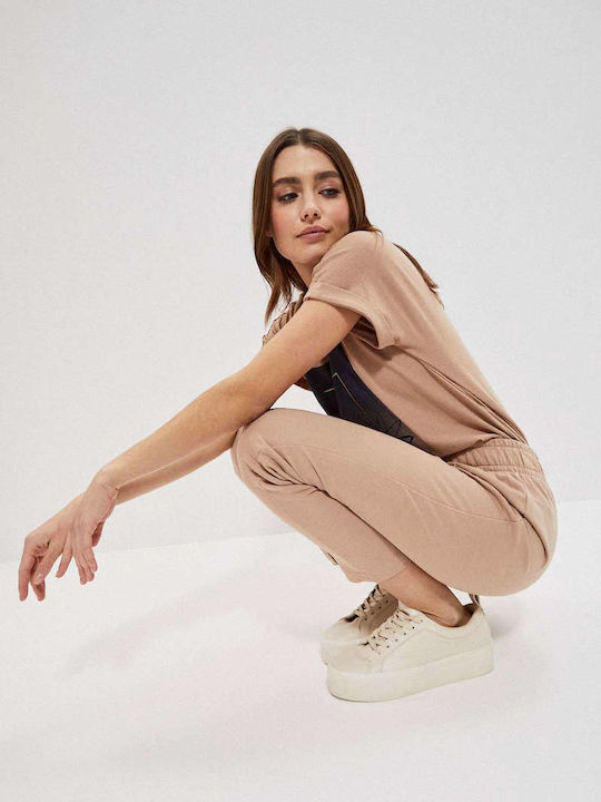 Make your image Women's Cotton Trousers with Elastic Beige