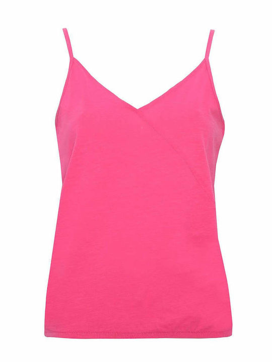 Make your image Damen Sommer Bluse Baumwolle mit Trägern Rosa