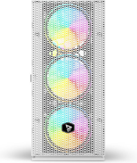 Savio Raptor X1 ARGB Gaming Midi-Turm Computergehäuse mit Seitenfenster Weiß