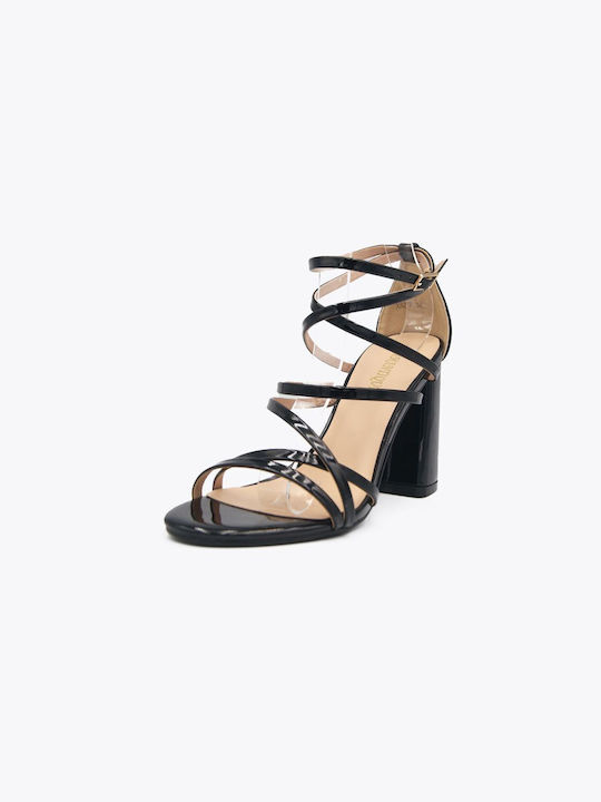 Joya Damen Sandalen aus Veloursleder in Schwarz Farbe