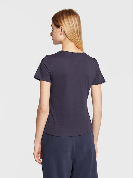 Tommy Hilfiger Γυναικείο T-shirt με V Λαιμόκοψη Navy Μπλε