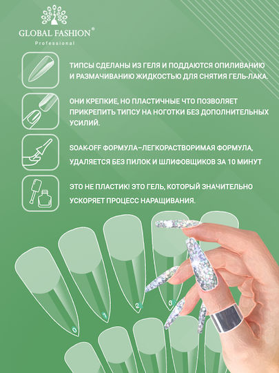 Global Fashion Sfaturi pentru unghii Transparente 240buc 75714