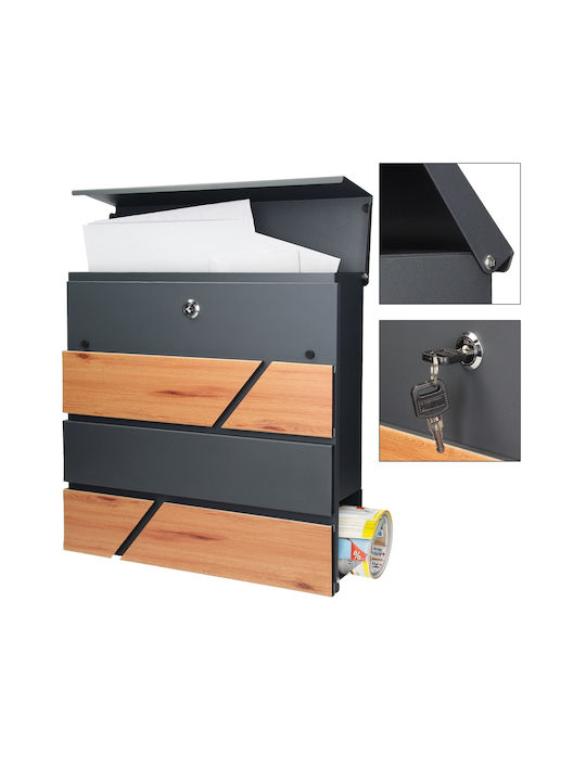 Външна Пощенска Кутия Металик в Сив Цвят 37x36.5x11см