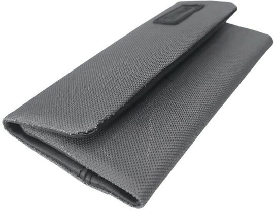 Handgefertigte Stoff Tabaktasche Grau mit Magnetverschluss 16x8cm