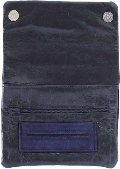 Tobacco Pouches Alope Lederne Tabaktasche in Blau mit Verschluss