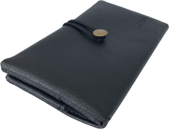 Handgefertigte Tabaktasche aus Künstliches Leder Schwarz mit Kordel 16x9cm