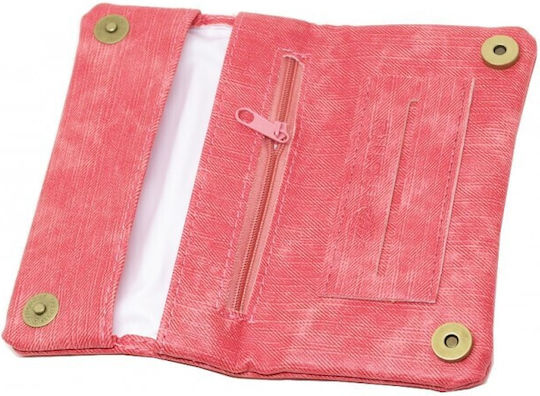 Monte Lederne Tabaktasche in Rosa mit Verschluss 15x8.5cm