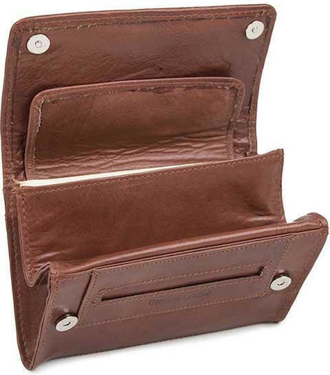 Fetiche Leather Leather Tobacco Pouch With Snap Closure Brown