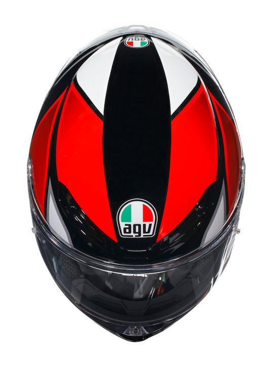 AGV K6 S Hyphen Black/Red/White Κράνος Μηχανής Full Face 1220gr με Pinlock