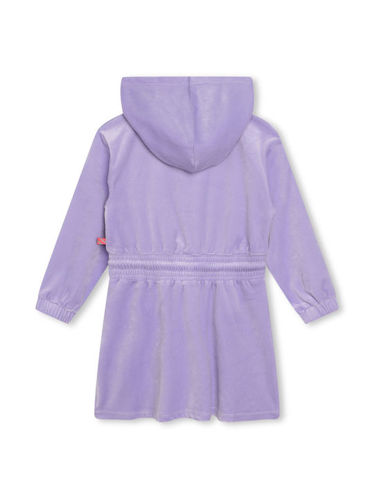 Billieblush Kids Dress Velvet Long Sleeve Purple