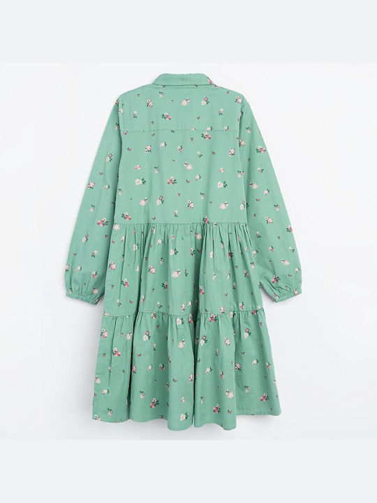 Mädchen Kleid Langärmelig Grün