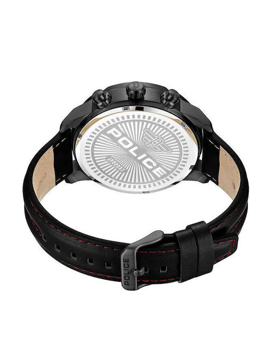 Police Huntley Men's Watch 48mm Battery with Black Leather Strap