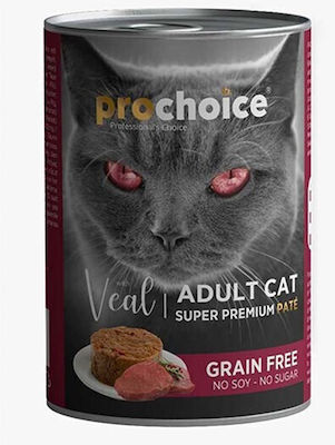 Prochoice Super Premium Pate Nasses Katzenfutter für Katze in Dose mit Kalb 400gr