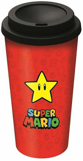 Stor Super Mario Bros Glass Thermos Stainless Steel BPA Free 520ml Red with Mouthpiece