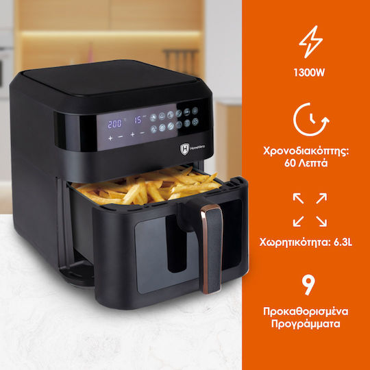 HomeVero HV-AF6.3 Air Fryer 6.3lt Μαύρο