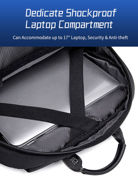 Arctic Hunter Αδιάβροχη Τσάντα Πλάτης για Laptop 17" με Θύρα USB σε Μαύρο χρώμα B00544-BK