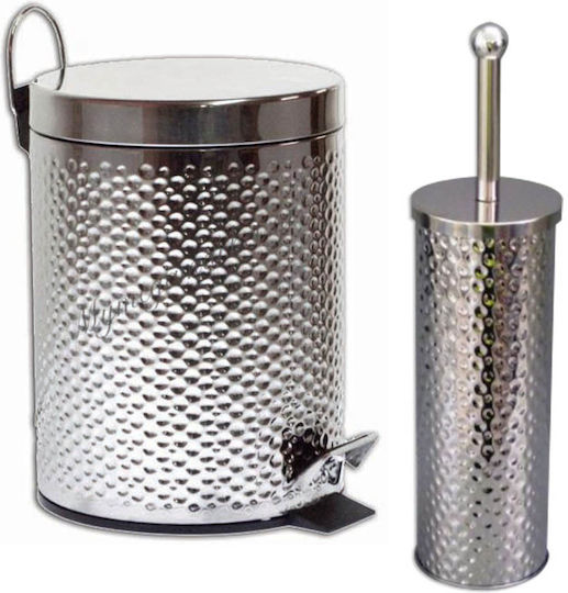 TnS Metallisch Badezimmer Mülleimer 5Es Silber